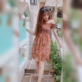 Đầm hoa nhí trễ vai hana161