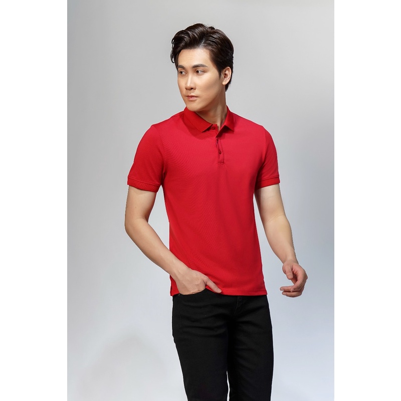 Áo polo owen màu đỏ body fit vải cotton APV23696