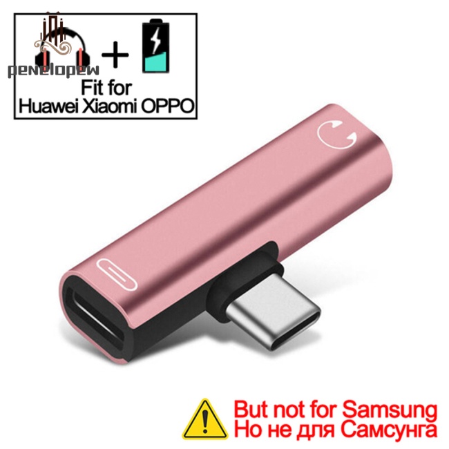 Đầu chuyển đổi cáp sạc tai nghe 2 trong 1 USB 3.5 sang Type C Otg tương thích với Macbookpro Xiaomi Huawei Type-c