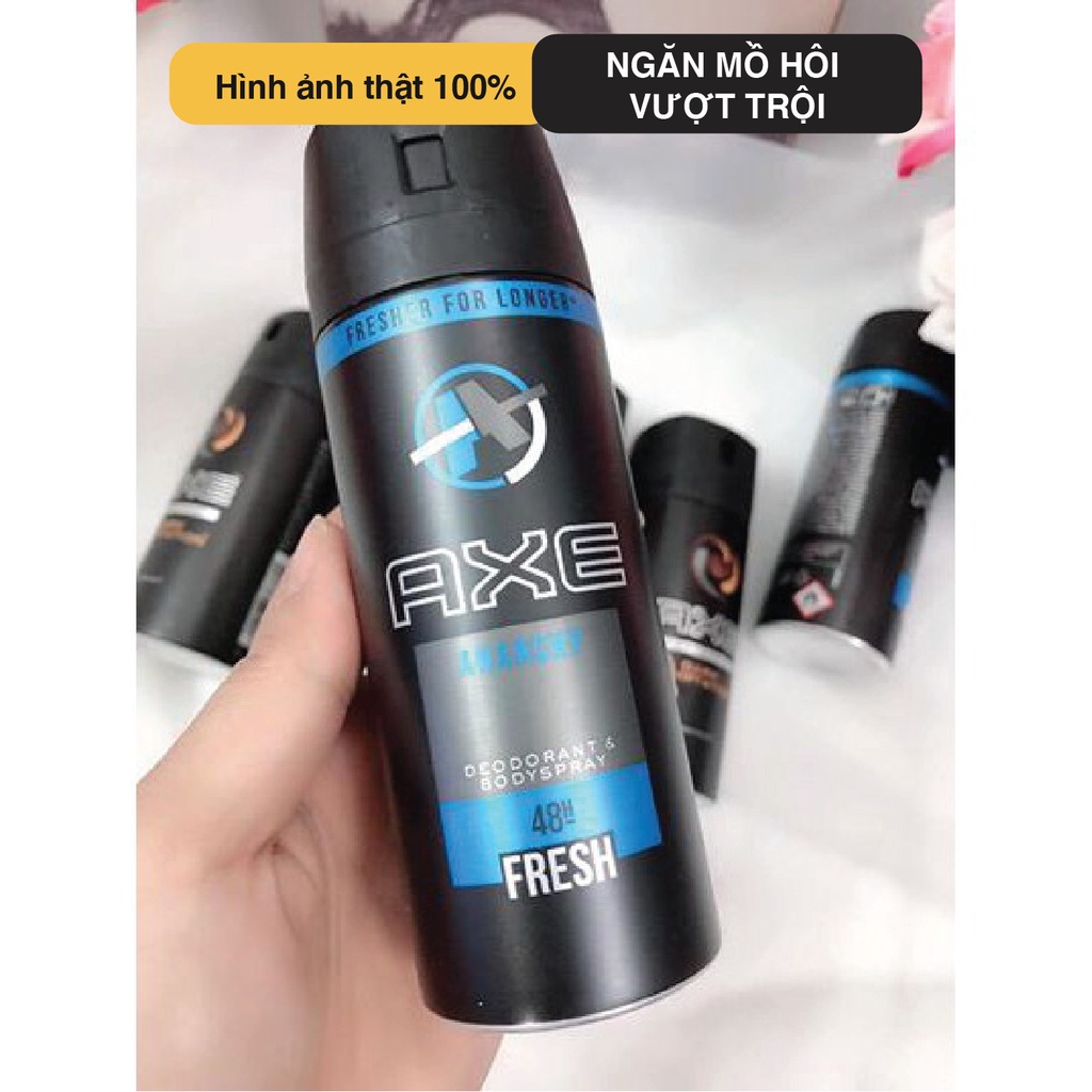 Xịt khử mùi toàn thân AXE 150ml ngăn tiết mồ hôi vượt trội, giúp bạn khô thoáng và sạch sẽ cả ngày, khử mùi axe