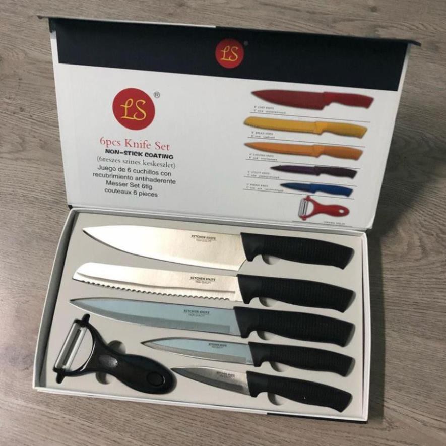 Bộ dao 6 món kitchen knife cao cấp kèm dụng cụ nạo