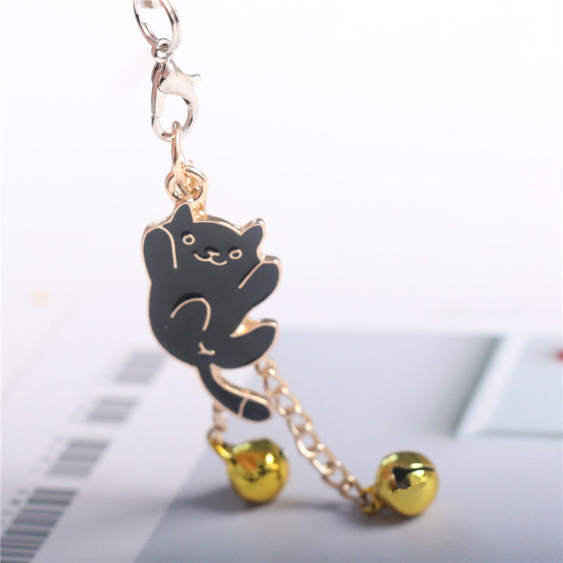 Hàng Mới Về Móc Khóa Điện Thoại Hình Mèo Trắng Đen Mini Dễ Thương