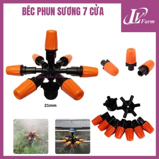 BÉC PHUN SƯƠNG 7 CỬA - Đầu Phun Nhựa Màu Cam, Chân Ren 21mm - Tưới Hoa Lan, Cây Cảnh, Vườn Rau