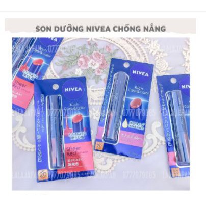 Son dưỡng môi chống nắng có màu Nivea Rich Care & Color Nhật Bản