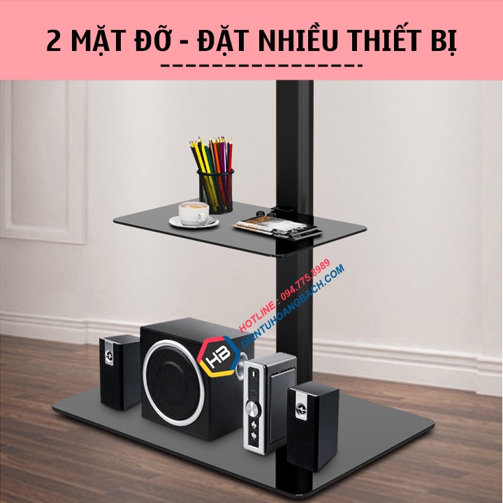 Kệ Tivi Đứng ErgoTek EH12 - Chân Tivi Mặt Kính Cường Lực - Chuyên Trưng Bày Quảng Cáo
