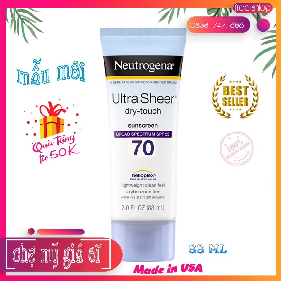 Kem chống nắng Neutrogena ultra sheer dry touch with spf 70+ (88ml)