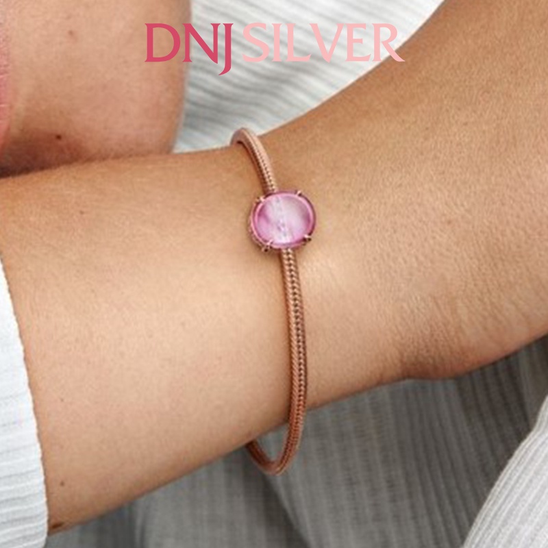 [Hàng cao cấp] Charm bạc 925 cao cấp, hàng chuẩn bạc - Charm Pink Oval Cabochon thích hợp để mix vòng tay charm - DN148