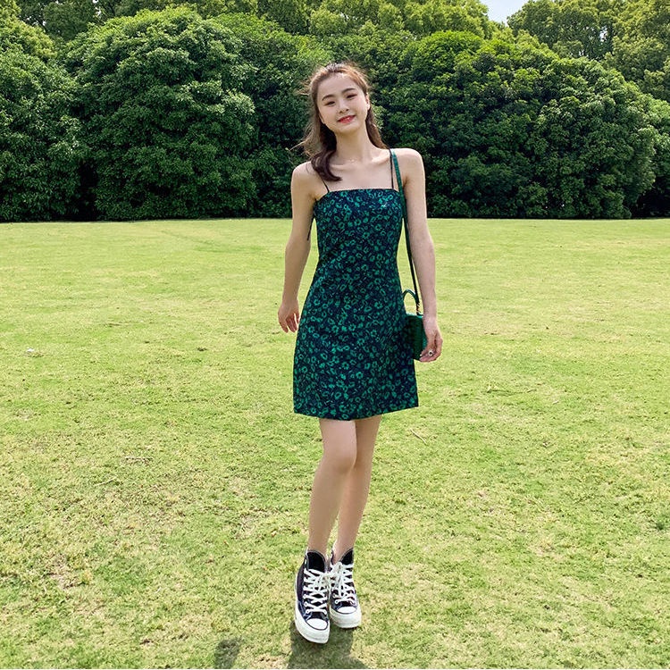 Đầm Hai Dây Mùa Hè Họa Tiết Hoa Phong Cách Mori Fairy Thời Trang Mới 2021