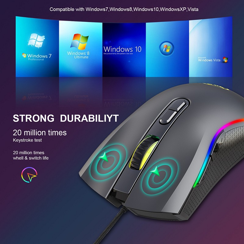 Chuột LED RGB 7200 DPI Gaming Mouse HXSJ A869