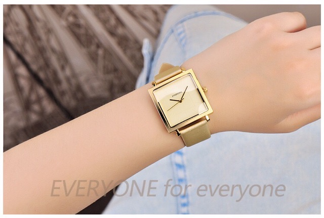 [HÀNG CHÍNH HÃNG] Đồng hồ nữ EVERYONE mặt vuông dây da cao cấp size 36mm ( ảnh thật dưới cuối)