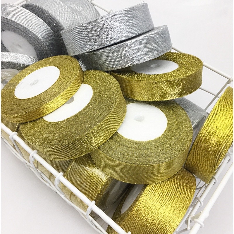 Ruy băng nhũ trang trí oản tài lộc, tháp bánh, tháp nước, làm nơ handmade | Phụ kiện trang trí