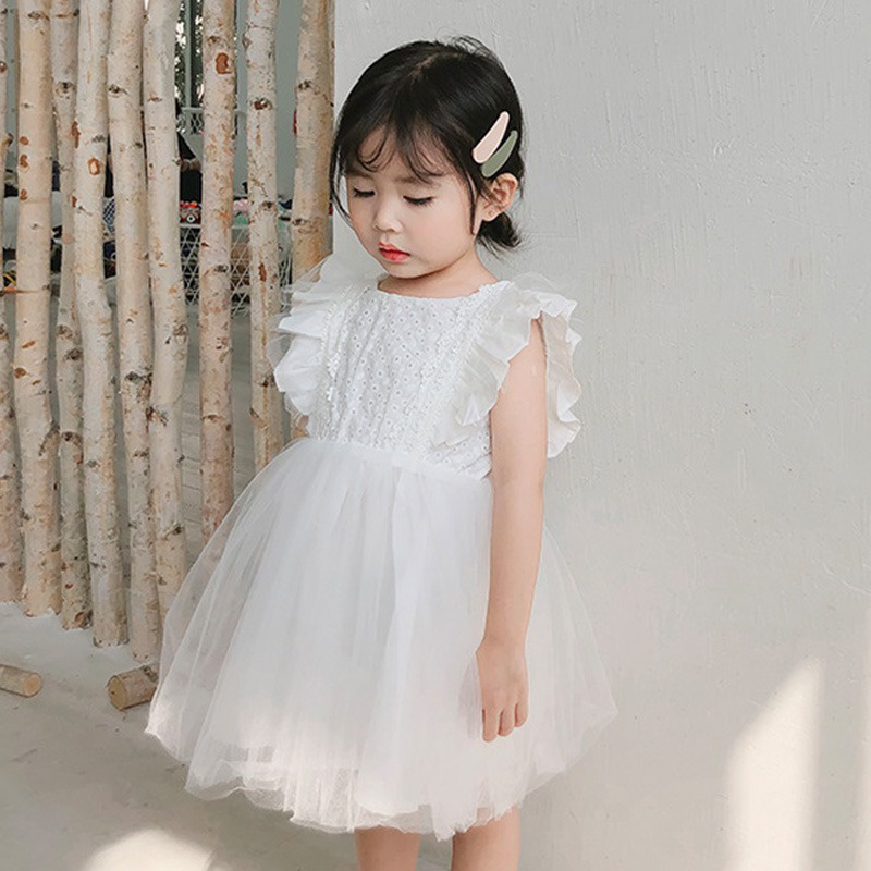 Đầm Tutu Sát Nách Phối Lưới Thoáng Khí Thời Trang Cho Bé Gái