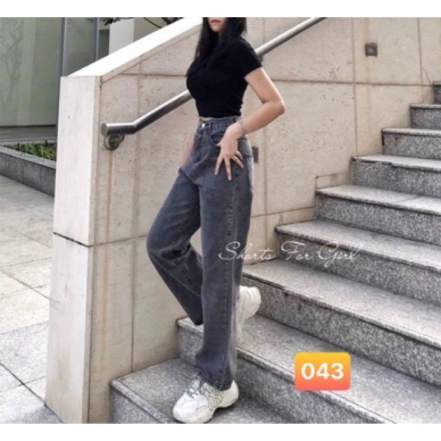 QUẦN JEAN ỐNG RỘNG DÁNG SUÔNG QUẦN BÒ CẠP CAO TÔN DÁNG CHẤT ĐẸP THỜI TRANG NỮ BANAMO FASHION BÒ SUÔNG 966