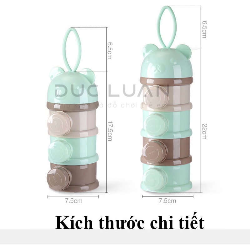 Hộp chia sữa 3 ngăn có vòi riêng - hộp đựng sữa 4 ngăn cho bé đi chơi