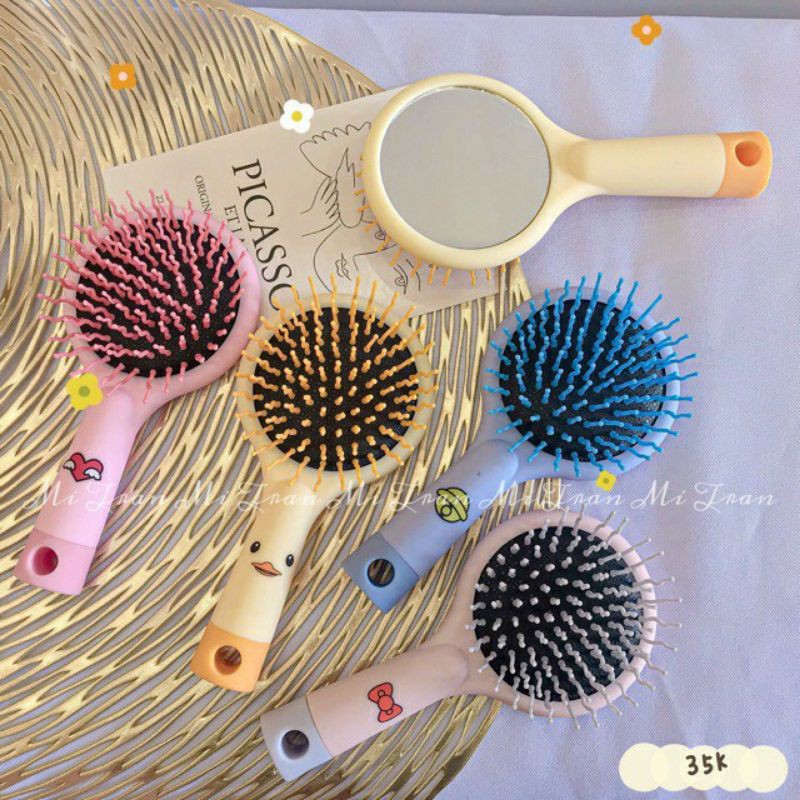 Lược gỡ rối kèm gương siêu kute 2in1 phong cách Hàn Quốc
