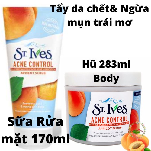 Tẩy Da Chết Ngăn Ngừa Mụn Chiết Xuất Trái Mơ Body 283ml & Sữa Rửa mặt 170ml