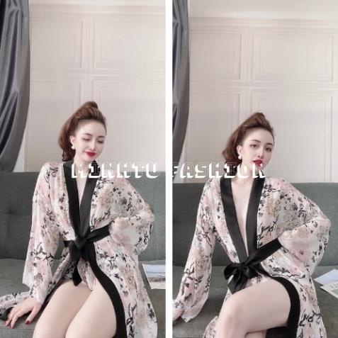 Áo Choàng Ngủ Voan Xuyên Thấu, Áo Choàng Ngủ Kimono Kèm Quần Gợi Cảm Quyến Rủ Cho Nữ. | BigBuy360 - bigbuy360.vn