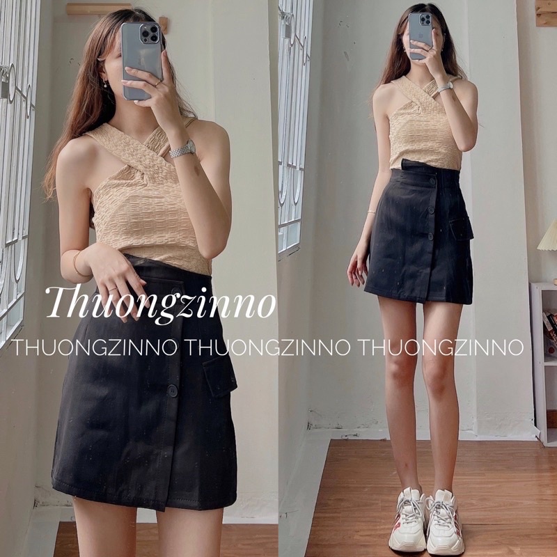 Chân váy hai da mùa hè có quần trong hàng Quảng Châu