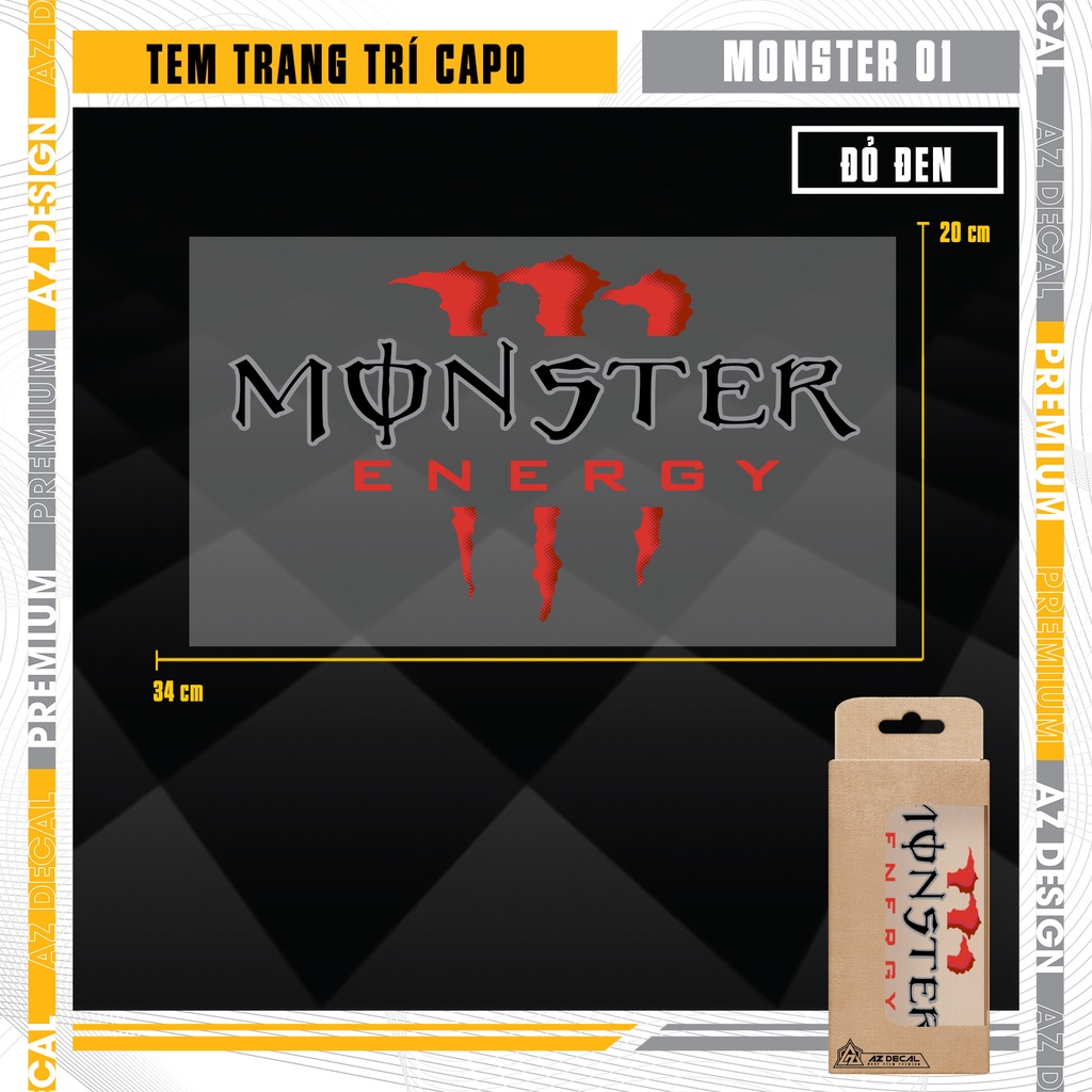 Tem Dán Capo Mẫu Monster Dán Mọi Dòng Xe Ô Tô | CP07 | Decal In Nổi Trang Trí Ô Tô Độ Bền Cao, Dễ Sử Dụng Tại Nhà