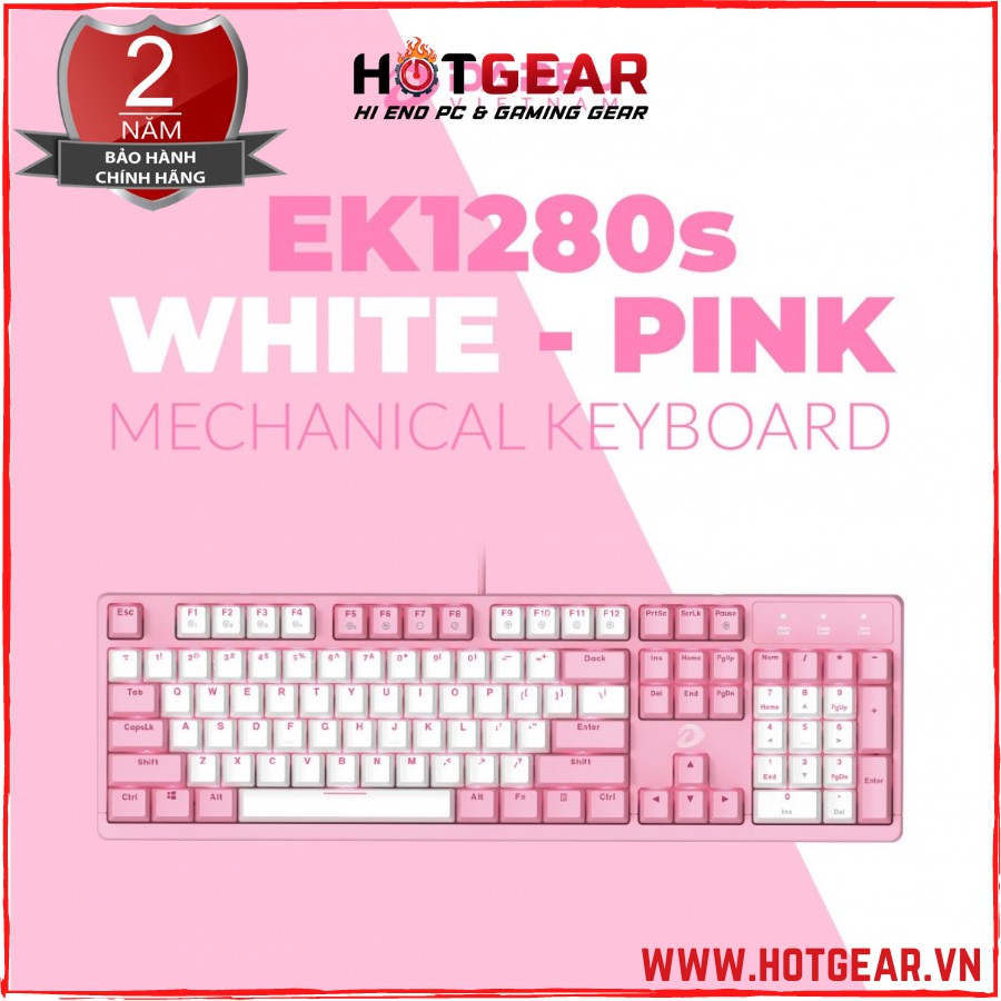 [Mã SKAMPUSHA7 giảm 8% đơn 250k]Bàn phím cơ DARE-U EK1280S Pink- White