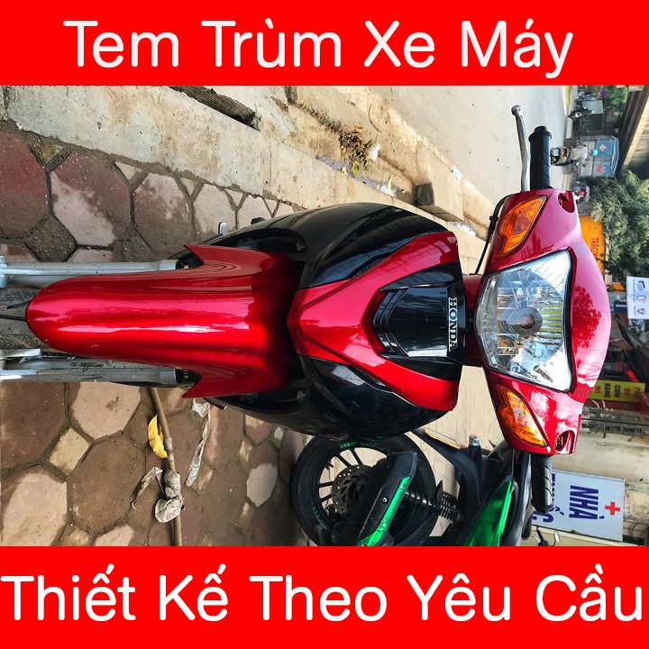 Tem Trùm Xe Wave Đỏ Đen