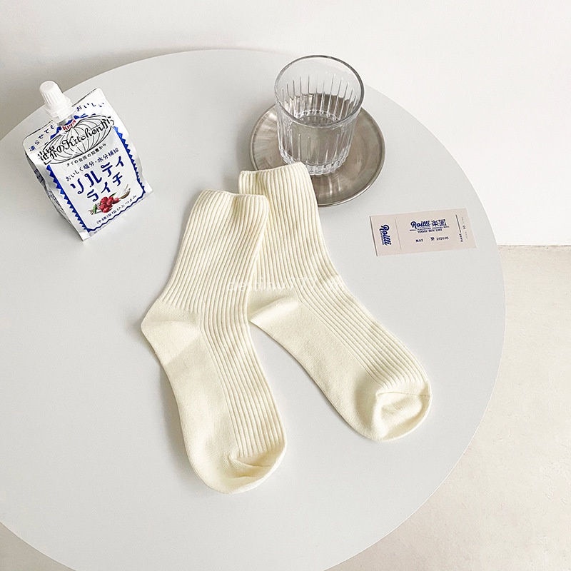 Vớ cotton cổ cao co giãn phong cách Hàn Quốc dành cho cả nam và nữ