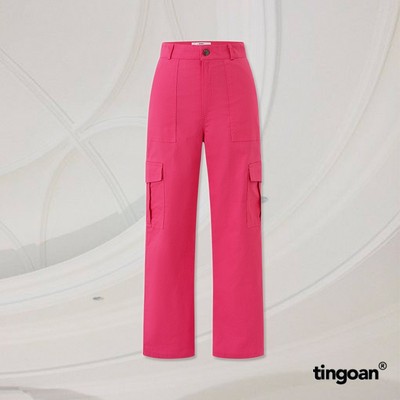 TINGOAN® - Quần dài kaki hồng cạp thường ống suông túi hộp hai bên LOVE REMOVER PANTS/PK