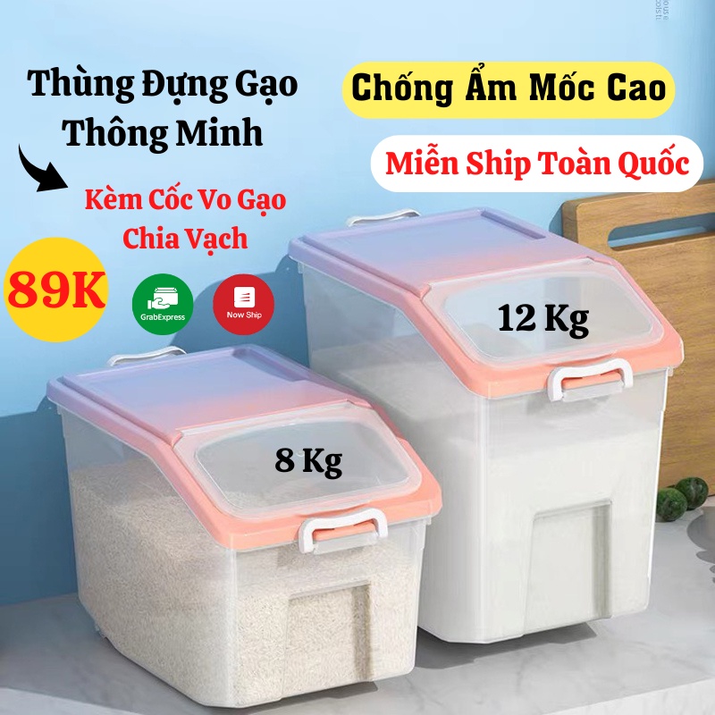 Thùng Đựng Đồ Thùng Đựng Gạo Tiện Dụng Cho Gia Đình Kem Cốc Đong Gạo Chia Vạch Gia.dung.hoang.anh
