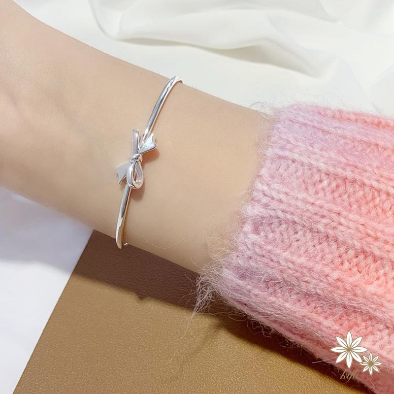 Vòng Đeo Tay Bạc Đính Nơ Ngọt Ngào Dễ Thương Làm Quà Tặng Cho Bạn Gái/ Bạn Gái