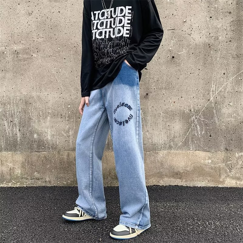 Quần Jean Dài Oversize Thêu Họa Tiết Phong Cách Hip Hop Nhật Bản Thời Trang Cho Nam Size S-3XL