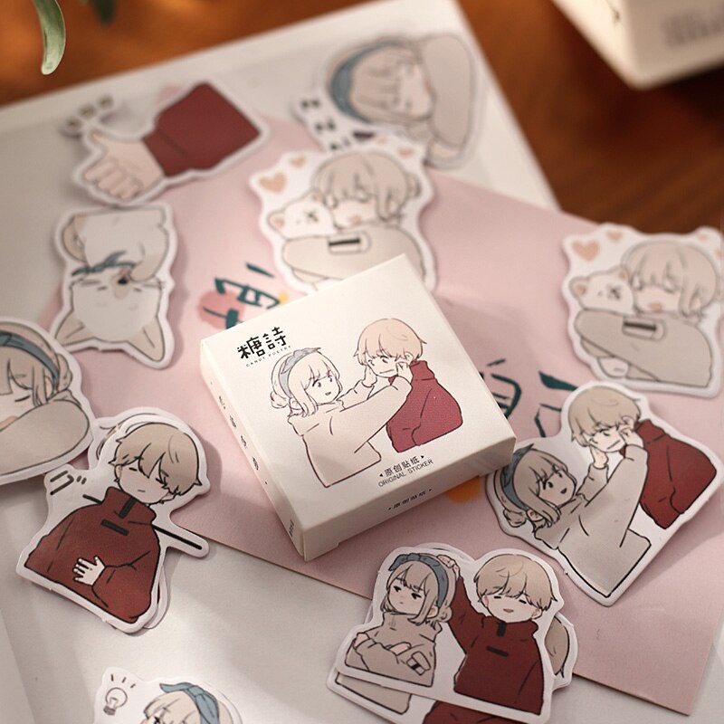 [HD35] Bộ 45 hình dán sticker Cặp Đôi dễ thương trang trí sổ tay DIY