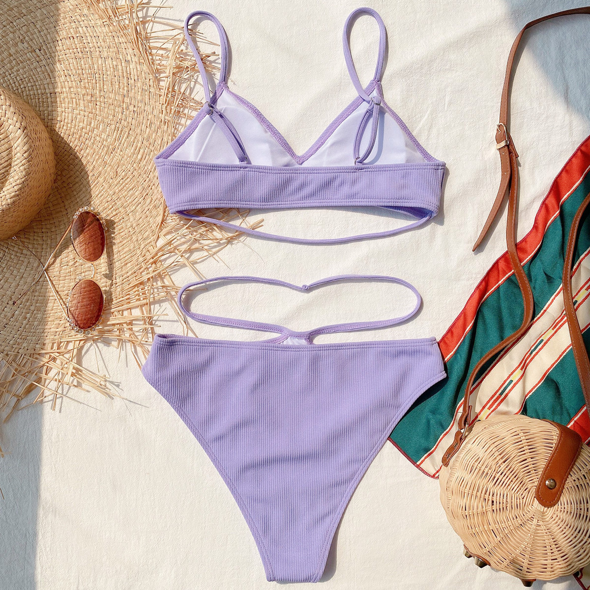 [Mã FAGREEN245 giảm 10% tối đa 30K đơn 99K] Summer Sexy Pit Strip Fabric Girl's Split 2 Pieces Swimsuit | BigBuy360 - bigbuy360.vn