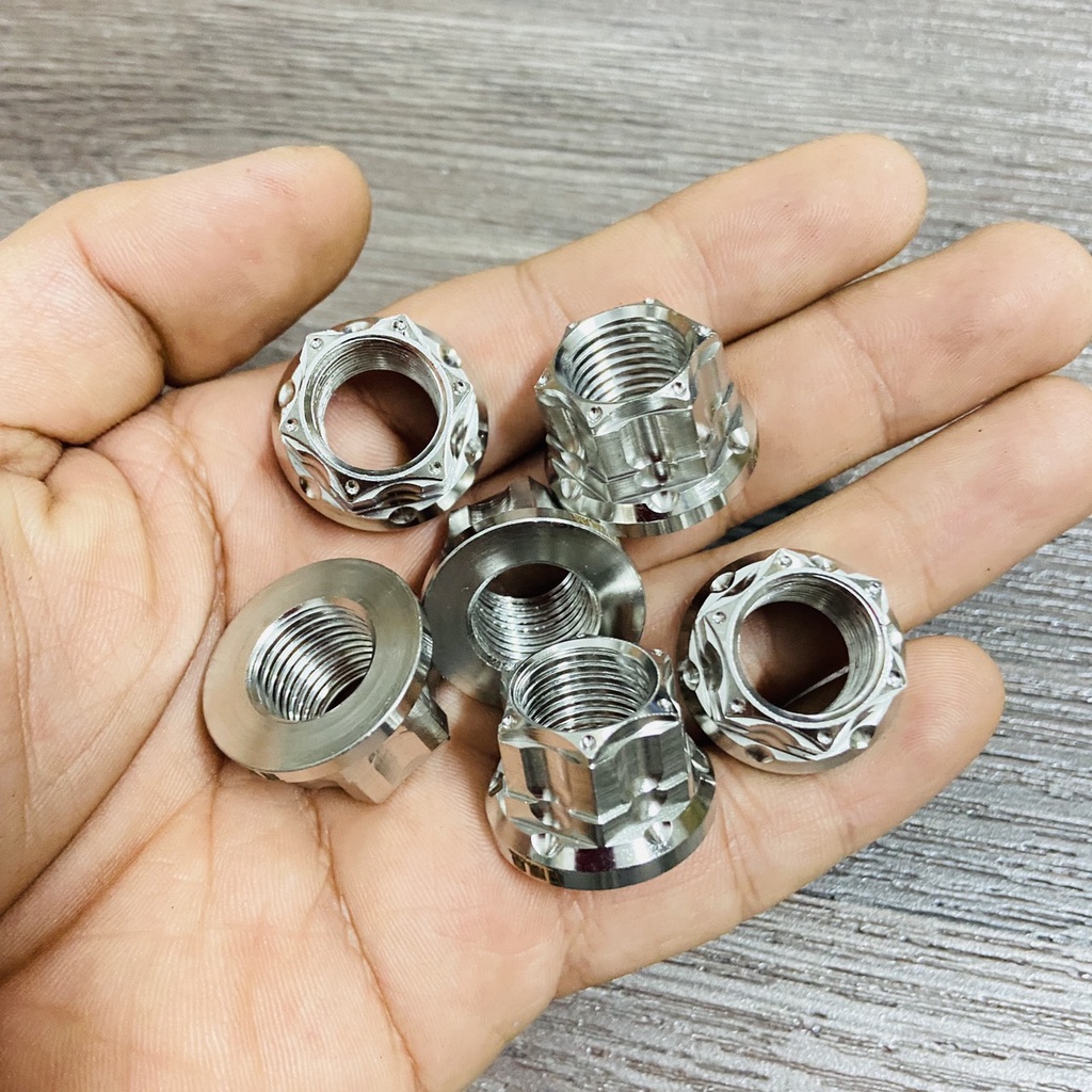 Tán inox salaya sử dụng lắp chi tiết xe máy, công cụ đầy đủ size từ 6 đến 14ly