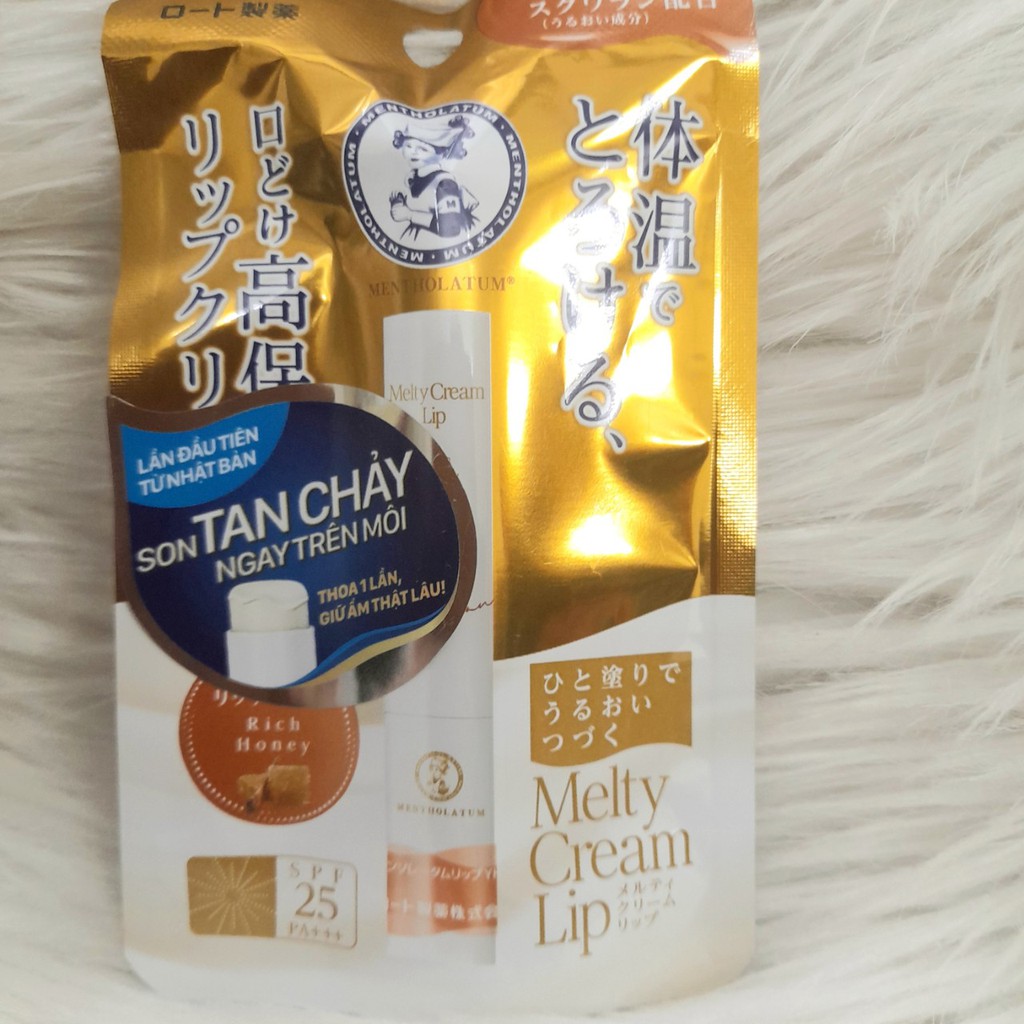 (Thanh lý HSD 10/2022) Son tan chảy dưỡng môi chống nắng Mentholatum Melty Cream Lip 2.4g