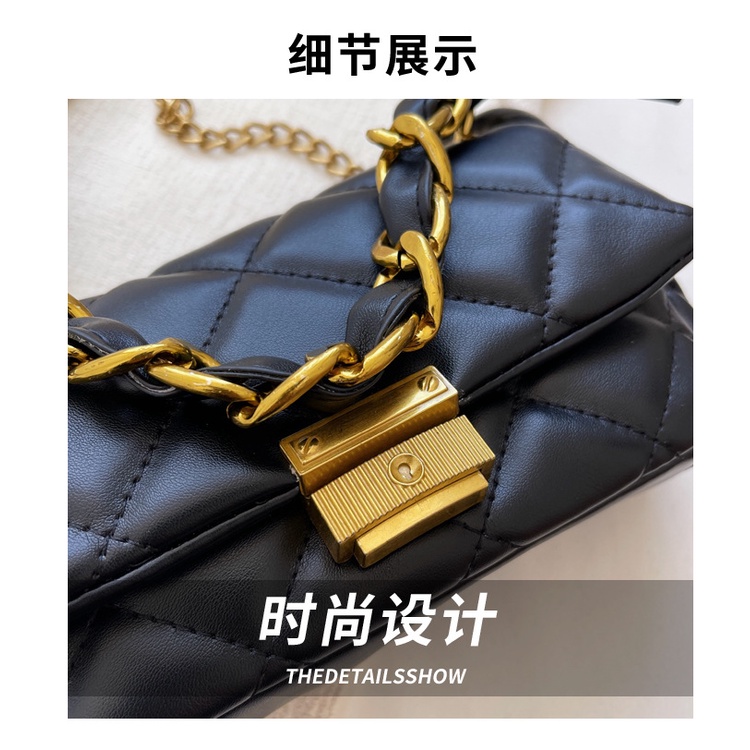 Túi Đeo JASMIN NOIR Chéo Họa Tiết Kẻ Sọc Phối Dây Xích Chần Bông Cho