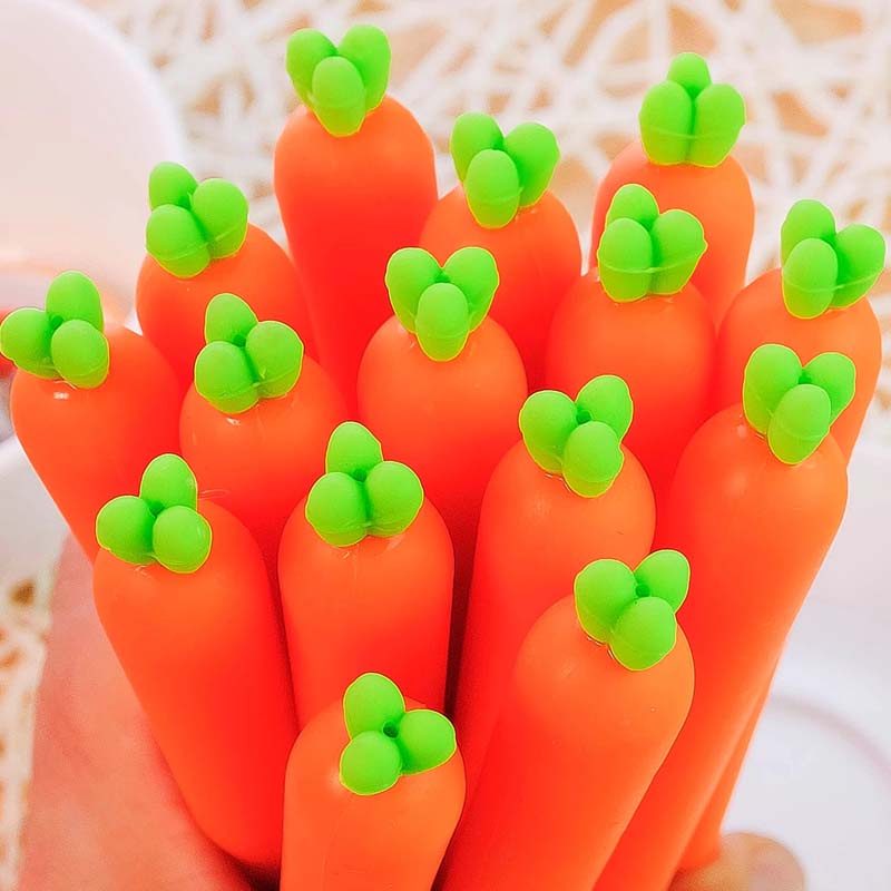 Bút Mực Gel Silicon Hình Củ Cà Rốt Cỡ Lớn Ngòi 0.5mm Mượt Mà