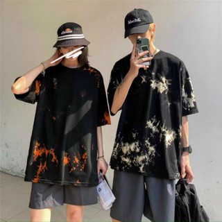 Áo thun tay lỡ nam nữ uni s e.x loang màu in hình hoa cực đẹp