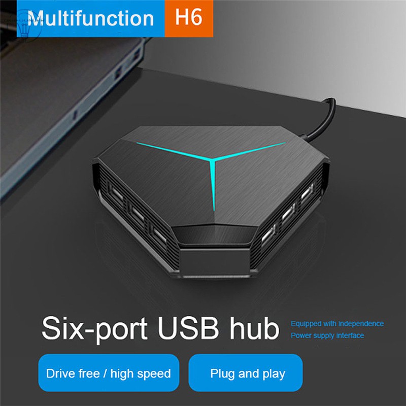 Bộ chia cáp DG 6USB Hub 1 M tích hợp đầu đọc thẻ TF Micrô SD Micro AUX sạc nhanh USB 2.0 Hub