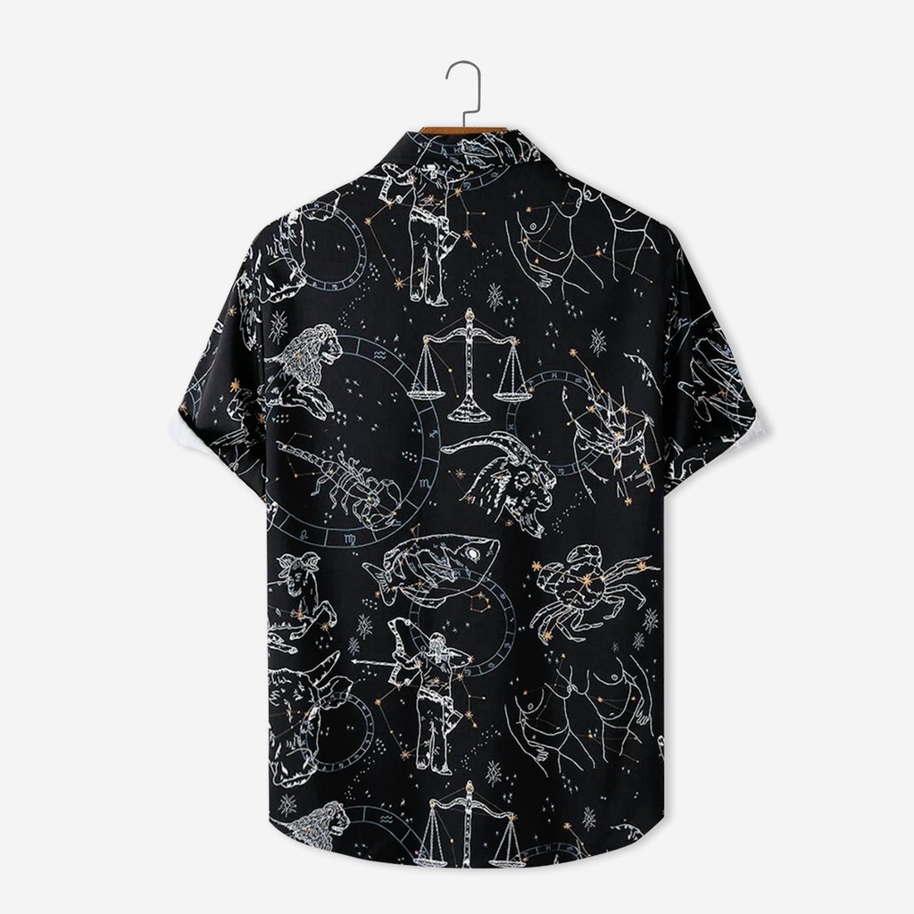 Áo sơ mi nam/nữ hoạ tiết 4TEE tay ngắn vải lụa thấm hút, thoáng mát, không nhăn SM-06