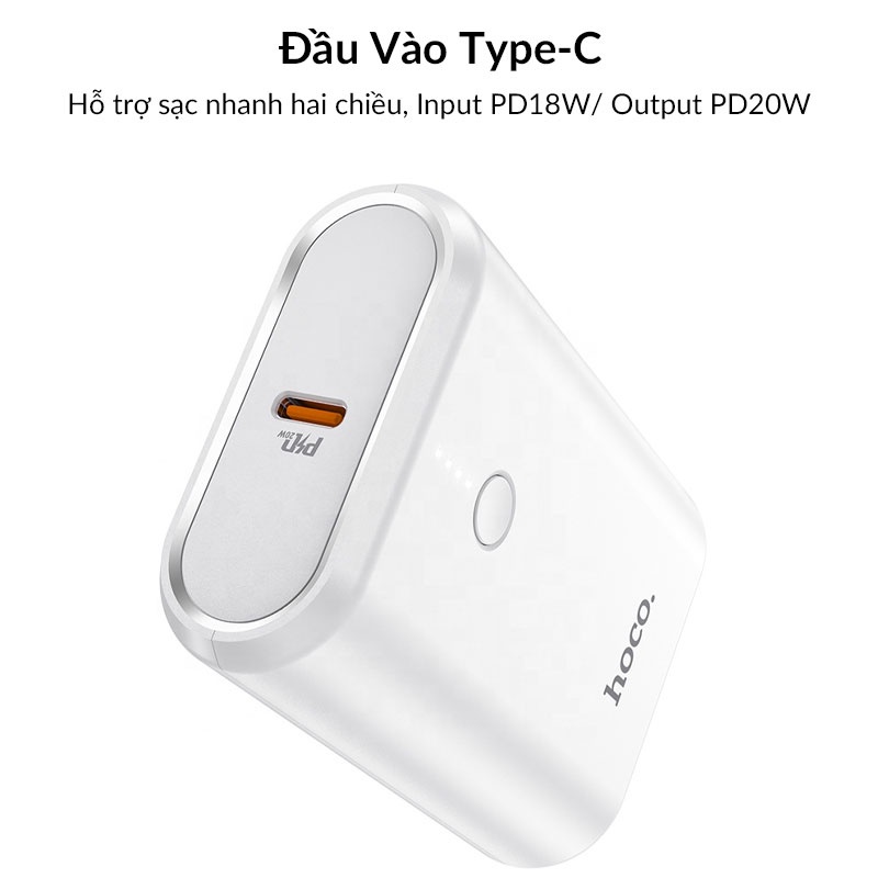 Pin Dự Phòng 10000mAh HOCO Q3 Mini Size Quick Charge 20W, Sạc Nhanh Hai Chiều PD+QC, Đèn Led Hiển Thị Dung Lượng Pin