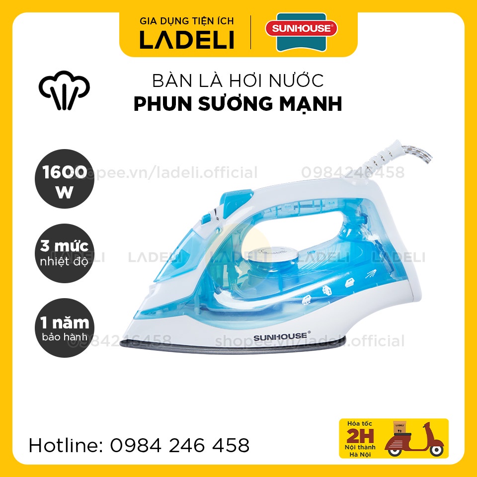 Bàn là hơi nước SUNHOUSE SHD2065 công suất 1600W