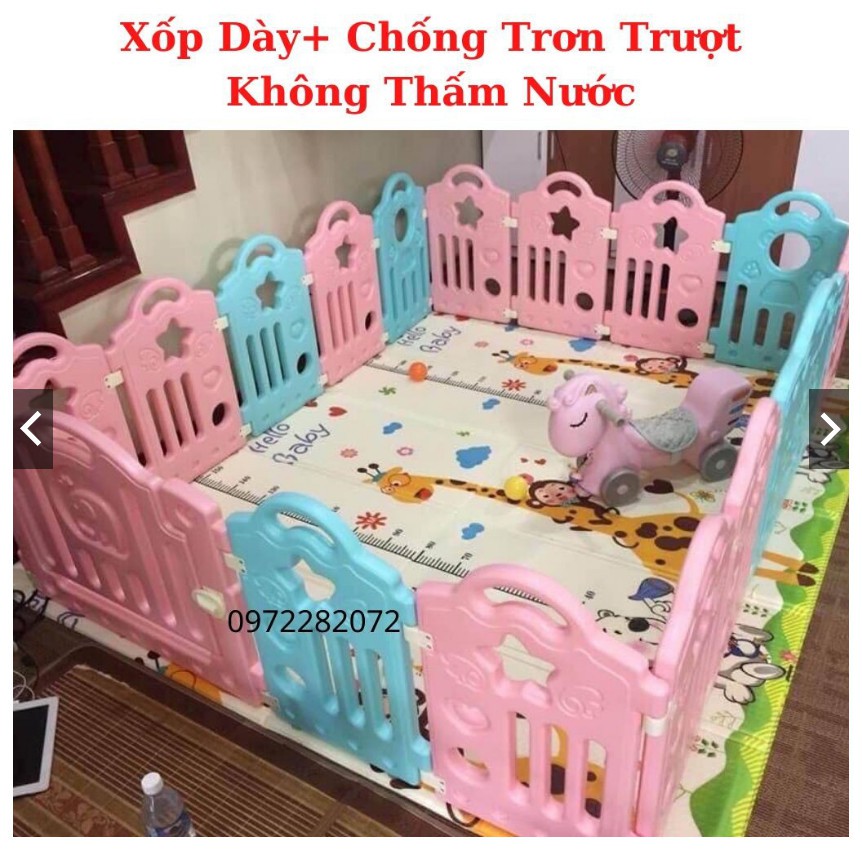 Thảm xốp cho bé XPE gấp gọn tấm lót trải sàn 2 mặt chống thấm chống trơn hàn quốc phủ silicon 1m8 2m