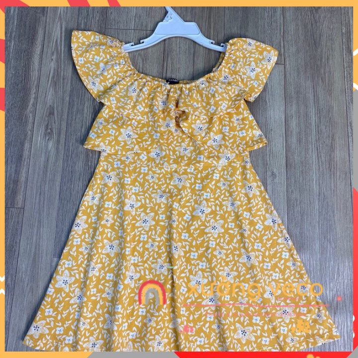 VÁY CHO BÉ GÁI, ĐẦM HOA NHÍ MÀU VÀNG NHẸ NHÀNG ĐÁNG YÊU SIZE ĐẠI CHO BÉ TỪ 10-38KG THUN COTTON VNXK DƯ XỊN
