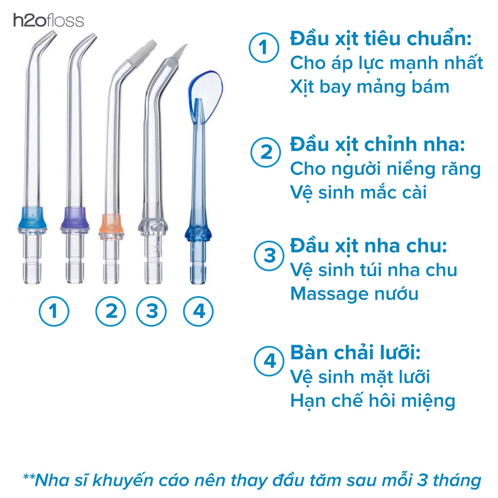 Máy Tăm Nước H2OFloss HF6P HF9P [Chính Hãng] mẫu MỚI NHẤT 2022 - Đổi mới 12 tháng, tặng túi đựng