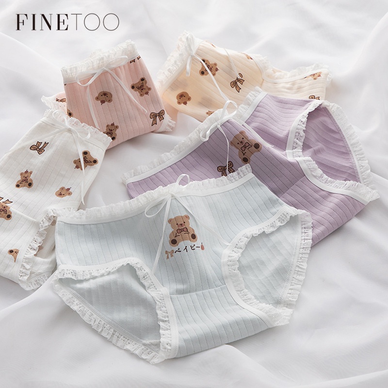 Quần lót FINETOO cotton in họa tiết hoạt hình dễ thương cho nữ