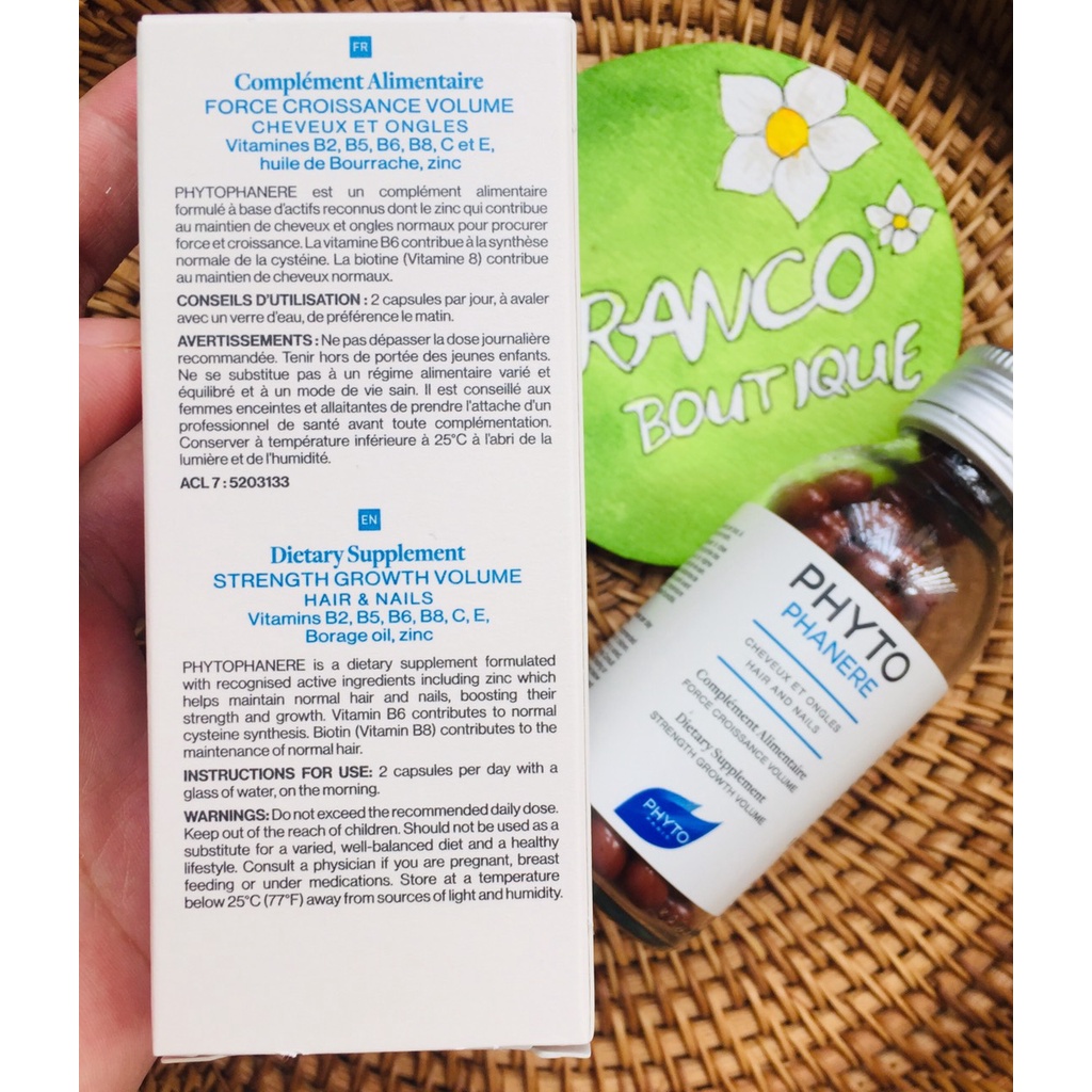 Viên hỗ trợ mọc tóc Phyto Pháp - hộp 120v Phytophanere