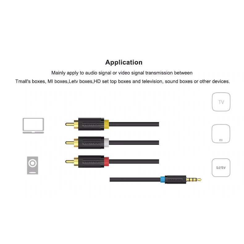 Cáp AUX chuyển đổi dữ liệu âm thanh/hình ảnh cho tivi có jack cắm cỡ 3.5mm