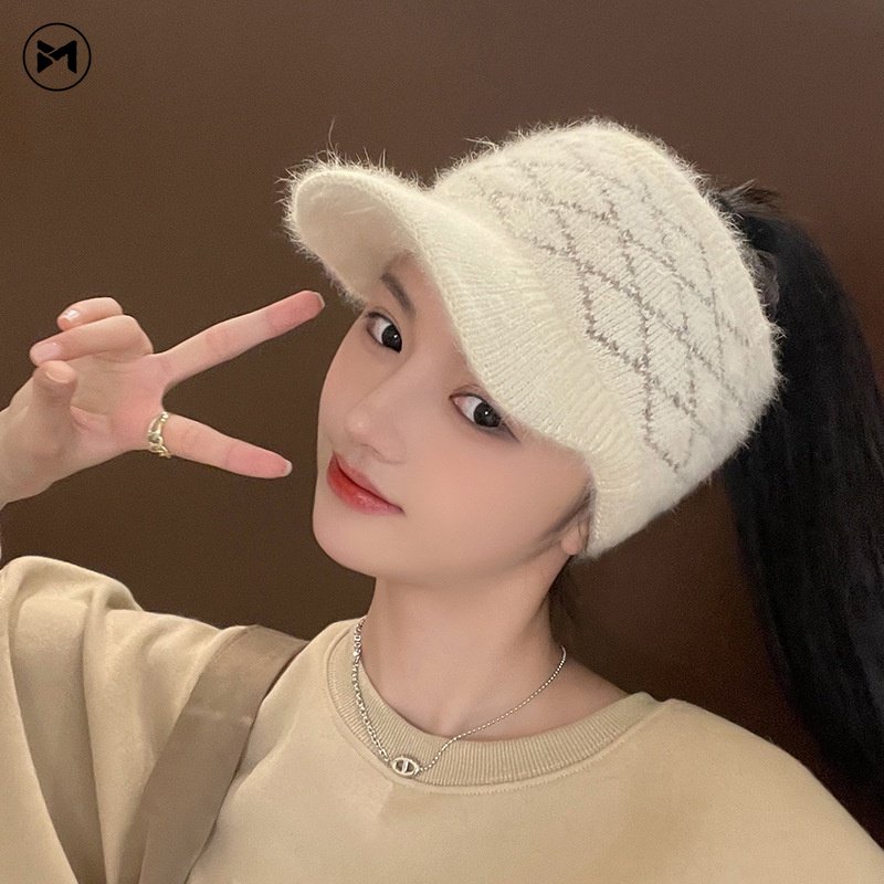 Mũ Len Trùm Tai Giữ Ấm Họa Tiết Kim Cương Thời Trang Thu Đông Mới