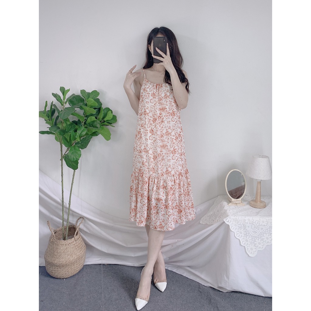Đầm Hai Dây Voan Hàn Vintage Nữ [FREESHIP] 🌸 Váy 2s hoa nhí dáng suông, đuôi cá điều chỉnh hàng thiết kế Ulzzang HOT 🌸 | BigBuy360 - bigbuy360.vn