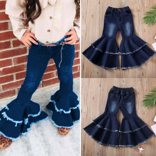 ❤XZQ-Girls Jeans Toddler Kids Baby Girls Bell-bottom Wide leg Denim Clothing